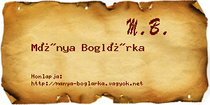 Mánya Boglárka névjegykártya